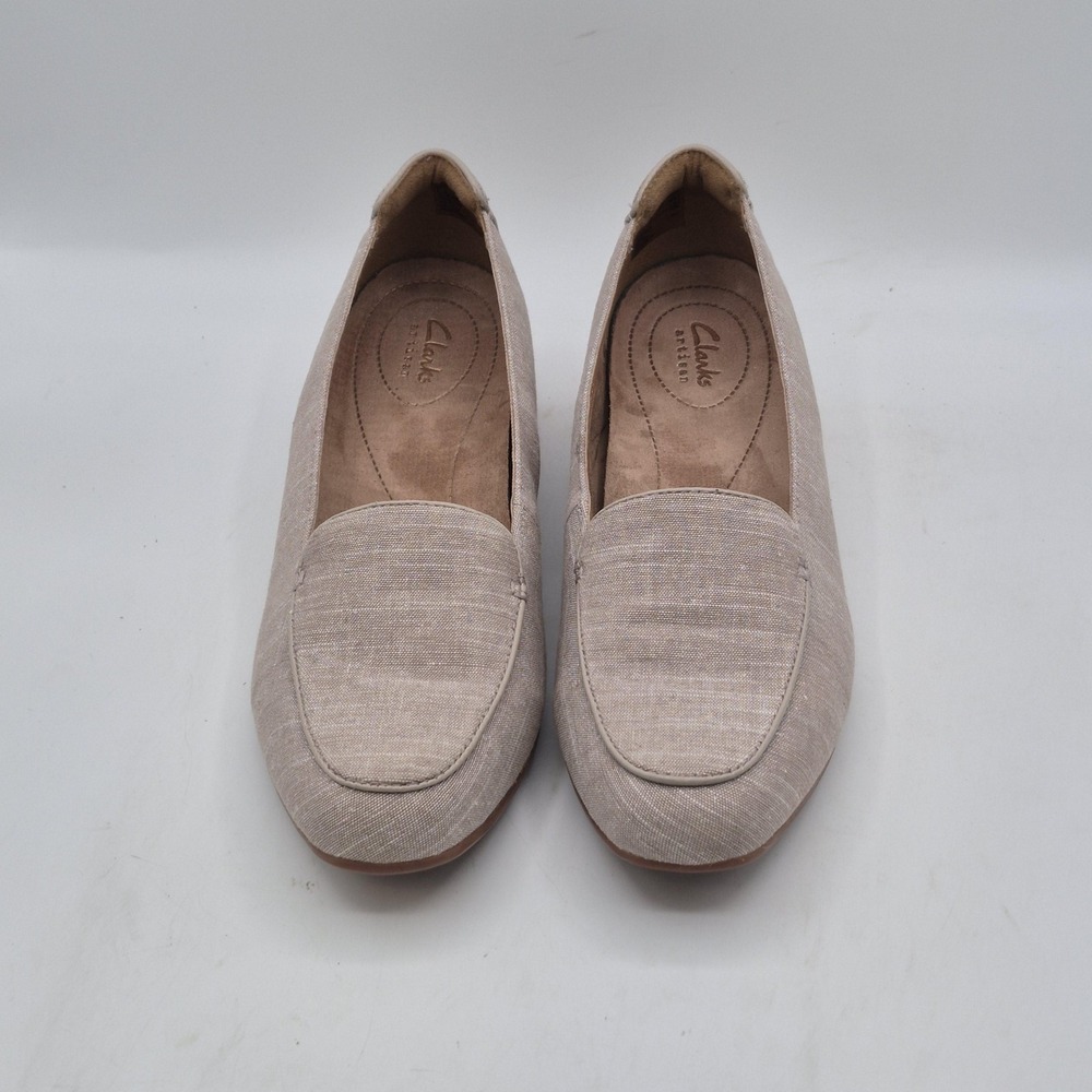 Clarks Shoes Womens Size 9.5 Taupe Textile Loafer Flats Slip On Low Heel EU 41 - Picture 7 of 12